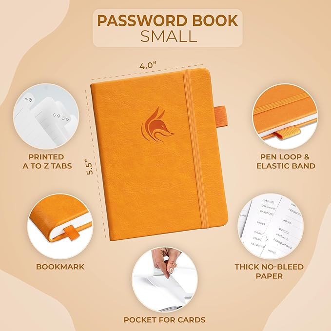 Clever Fox Password Book with alphabetical tabs. Internet Address Organizer - Image 2