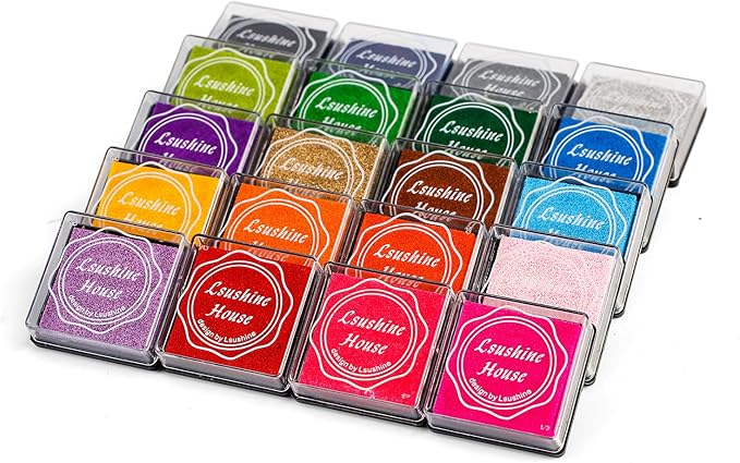 Lsushine Craft Ink Pad Stamps Partner DIY Color, 20 Colors Rainbow Finger Ink by Lsushine