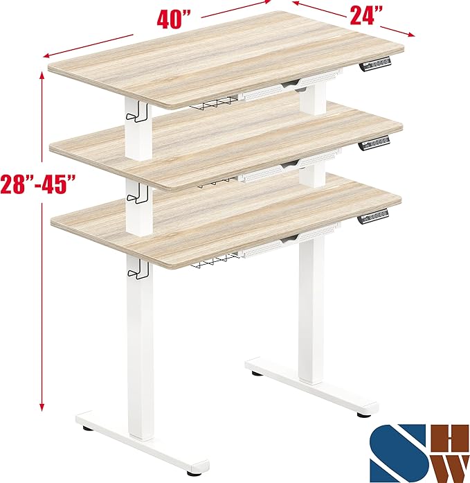SHW 40-Inch Electric Height Adjustable Standing Desk - Image 2