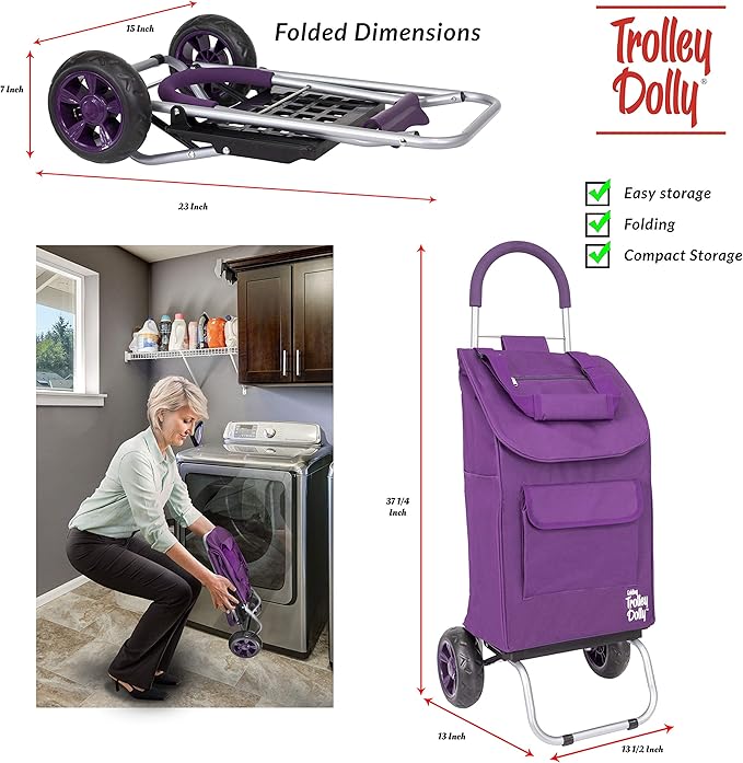 dbest products Trolley Dolly Purple Foldable Shopping cart - Image 5