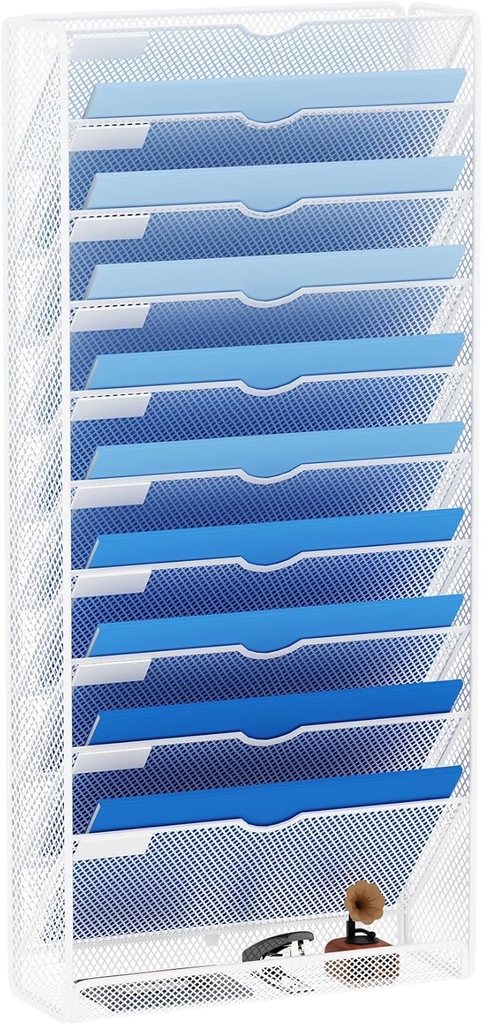 GDINDINFAN Hanging Wall File Organizer 10 Tier Wall Mounted File Holder by GDINDINFAN
