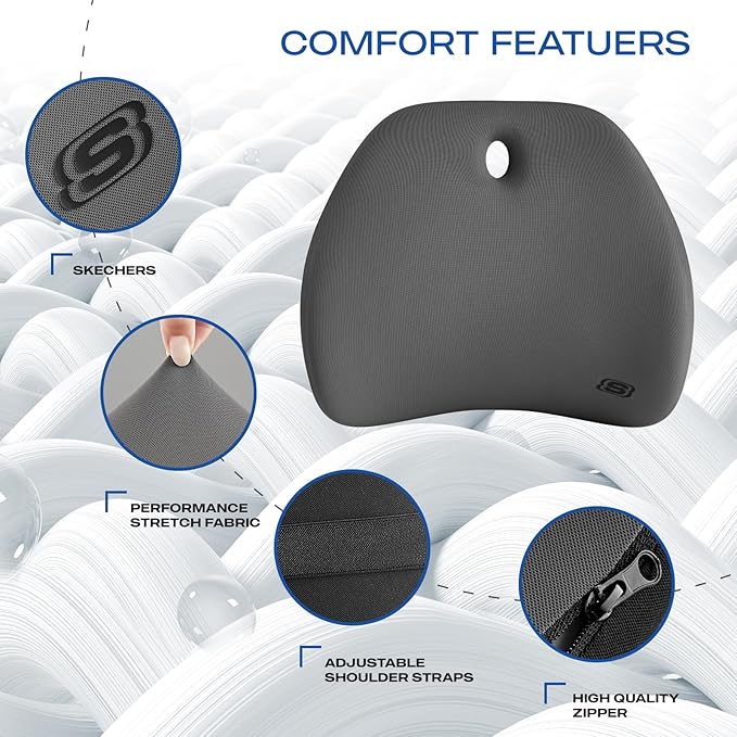 Skechers Lumbar Support Pillow for Office Chair, Memory Foam Lumbar Pillow - Image 3