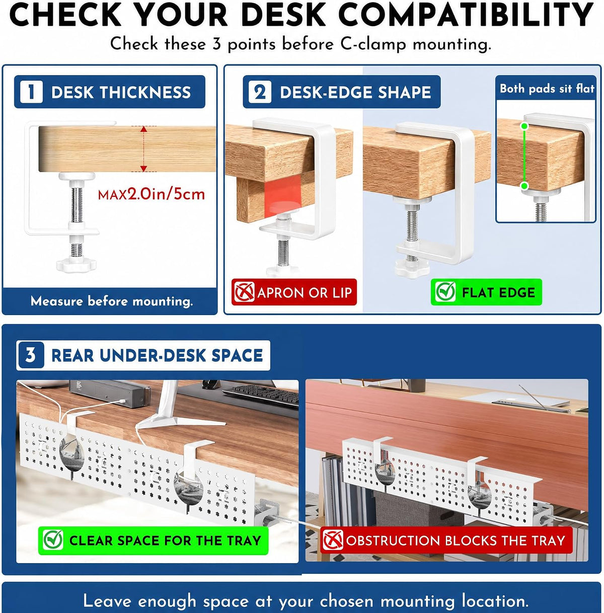 Under Desk Cable Management Tray, 32.6 in, No Drill Cable Organizer, Ivory