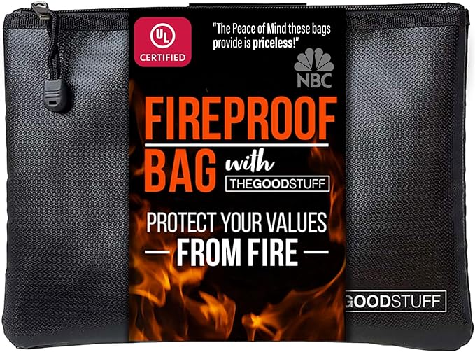 Fireproof Money Bag for Cash – Waterproof Document Holder by TheGoodStuff