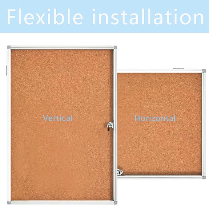 Cork Bulletin Board 24x36 inch Lockable Cork Noticeboard Enclosed Wall-Mounted - Image 3