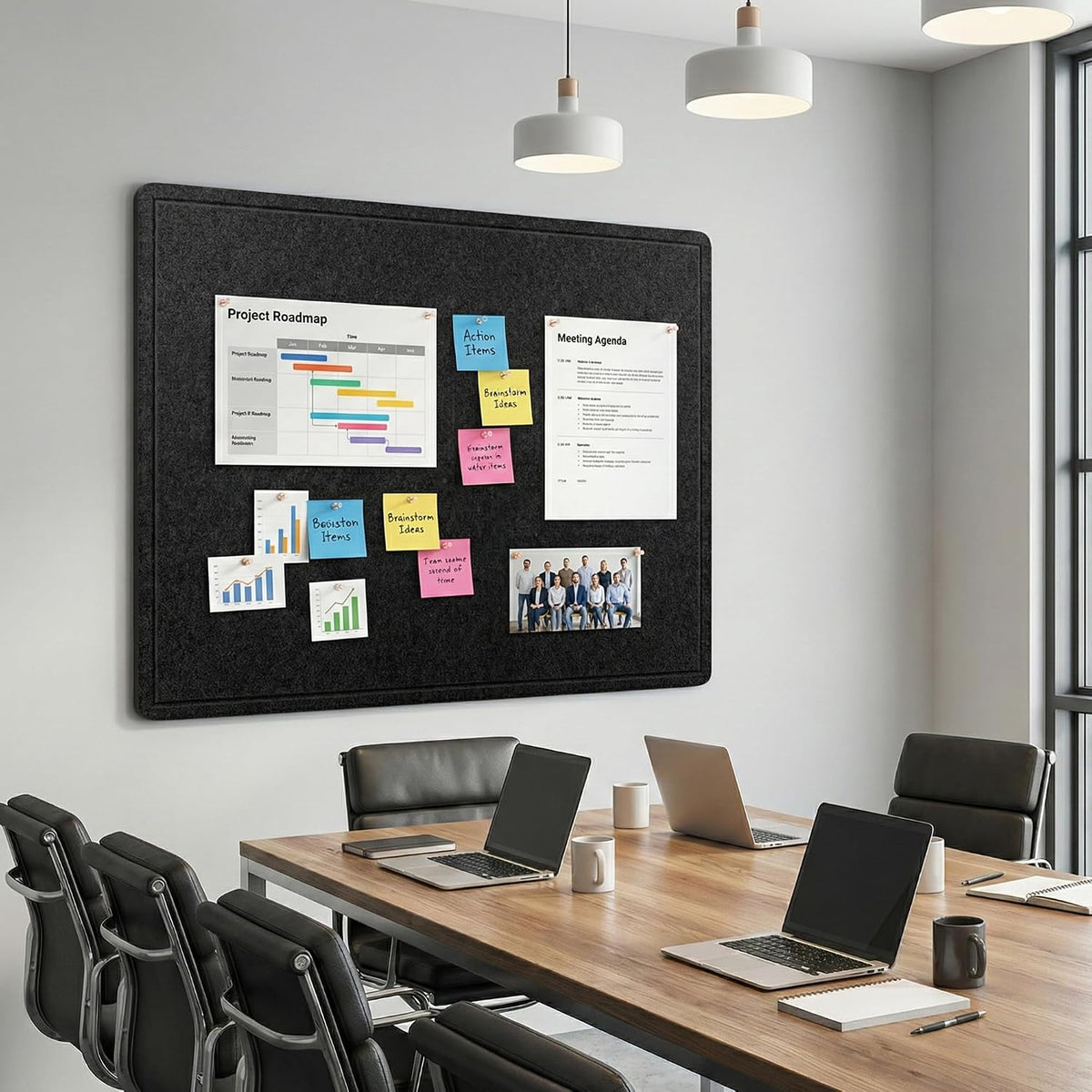 AKTOP Foldable Felt Bulletin Board for Wall, 24x36 inches, Black
