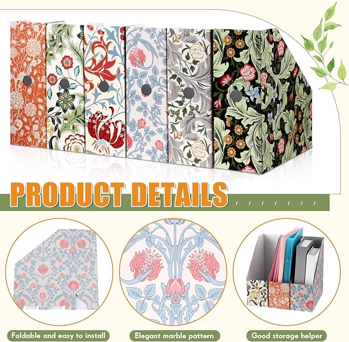 PerKoop 12 Pcs Magazine File Holder Foldable Decorative Cardboard File Folders - Image 3