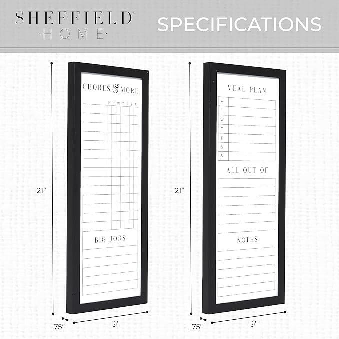 Sheffield Home Set of Two Family Planner Dry Erase Boards Featuring, Chore Chart - Image 3