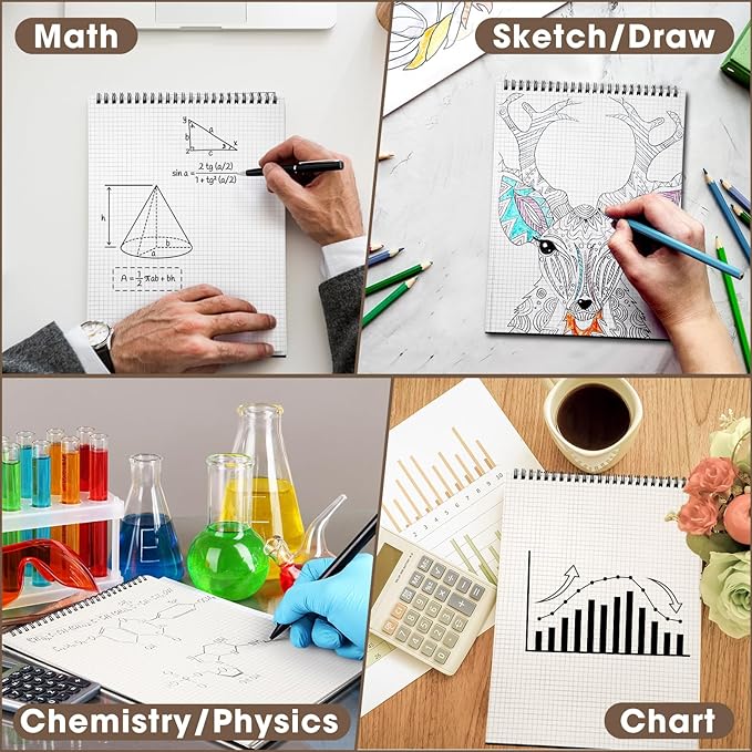 Engrowtic 2 Pack Top Spiral Graph Paper Notebooks 8.7 X11.4 Inch A4 Grid Paper - Image 3