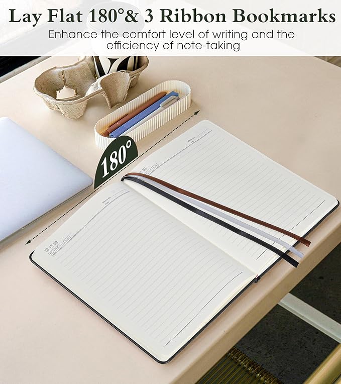 PAIBAS Lined Journal Notebook for Women Men, 160 Pages, A5 Hardcover Vintage - Image 5