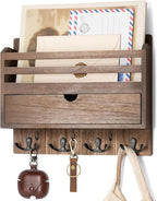 Rebee Vision Farmhouse Wood Mail Organizer Wall Mount by REBEEVISION