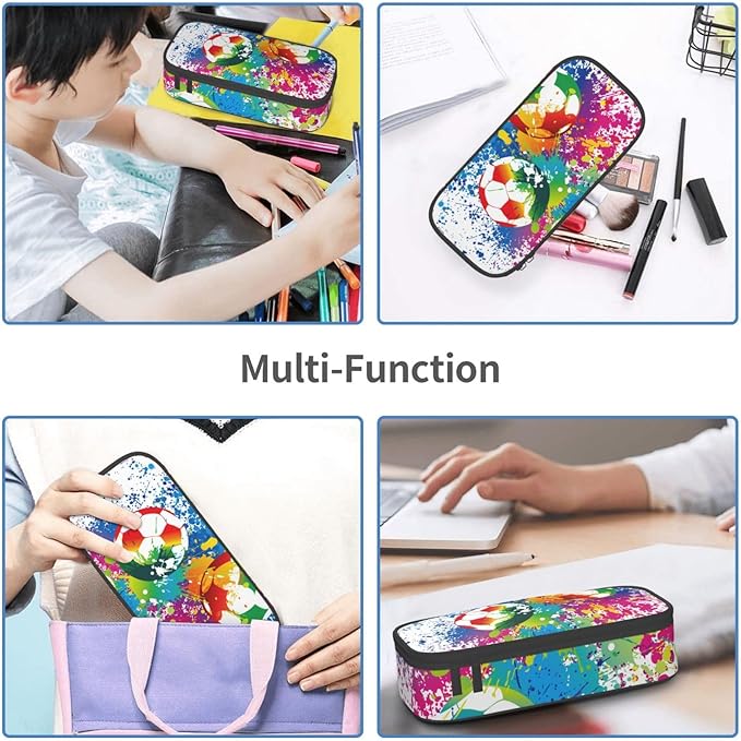 Colorful Soccer Pencil Case Big Capacity Storage Pencil Pouch Stationery Bags - Image 8
