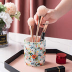 Jwest Pen Holder, Makeup Brush Holder Ceramic Shiny Gold Floral Pattern Pencil - Image 6