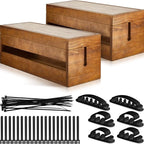 Hoteam 48 Pcs Wooden Cable Management Box Cable Organizer Box Set Power Strip by Hoteam