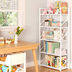 JSB No Assembly Folding Bookshelf, 5 Tier Industrial Metal Book Shelf - Image 4