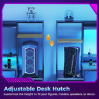 Casaottima 48 Inch Gaming Desk with Shelves & Hutch & 3 Drawers & LED Light | Reversible PC Desk with Tower Stand & Power Outlets, Computer Desk for Home Office, Carbon Fiber Black
