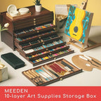MEEDEN 10-Drawer Art Supply Storage Box, Beech Wood Art Box, Large Capacity - Image 2