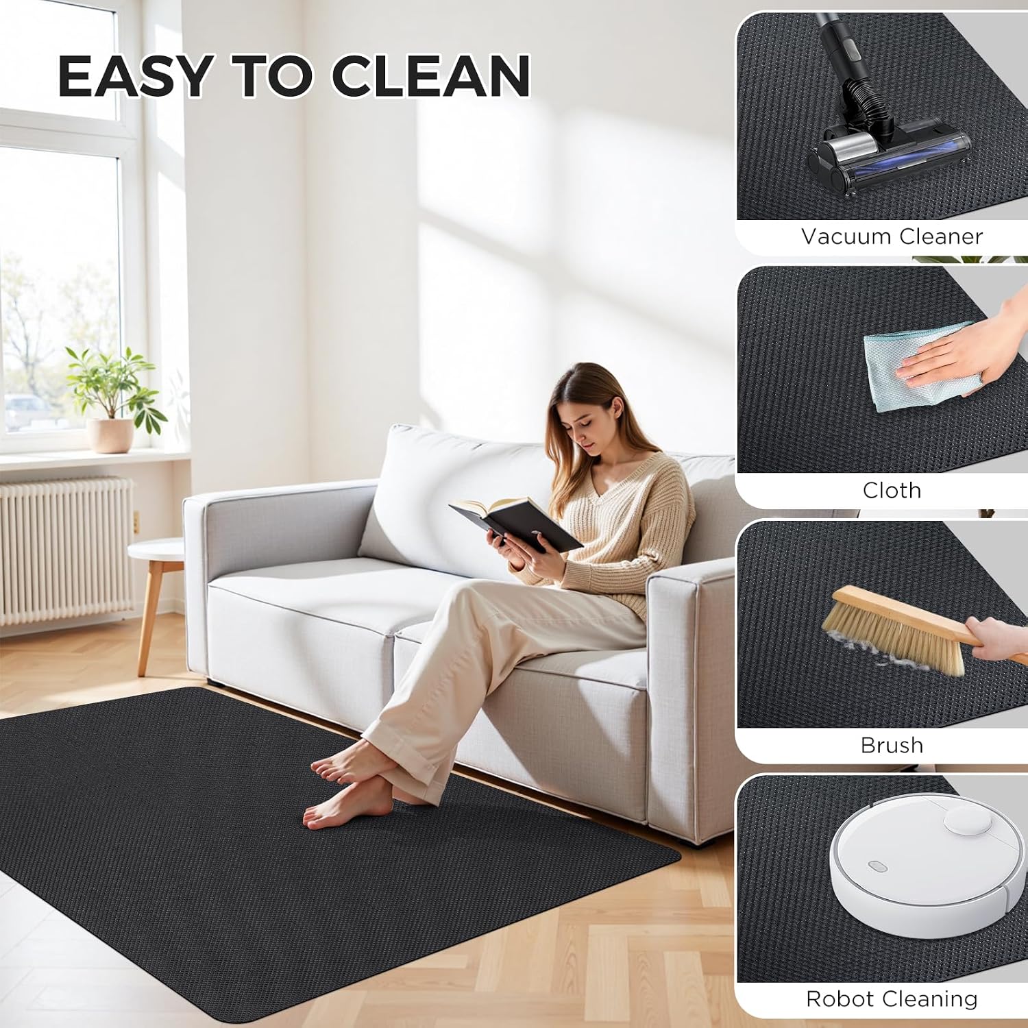 Sycoodeal Chair Mat,Office Chair Mat for Hardwood and Tile Floor, Heavy Duty Floor Protector for Rolling Chairs,Non-Slip,Computer Mat for Home Office 36" x 48"(Black)