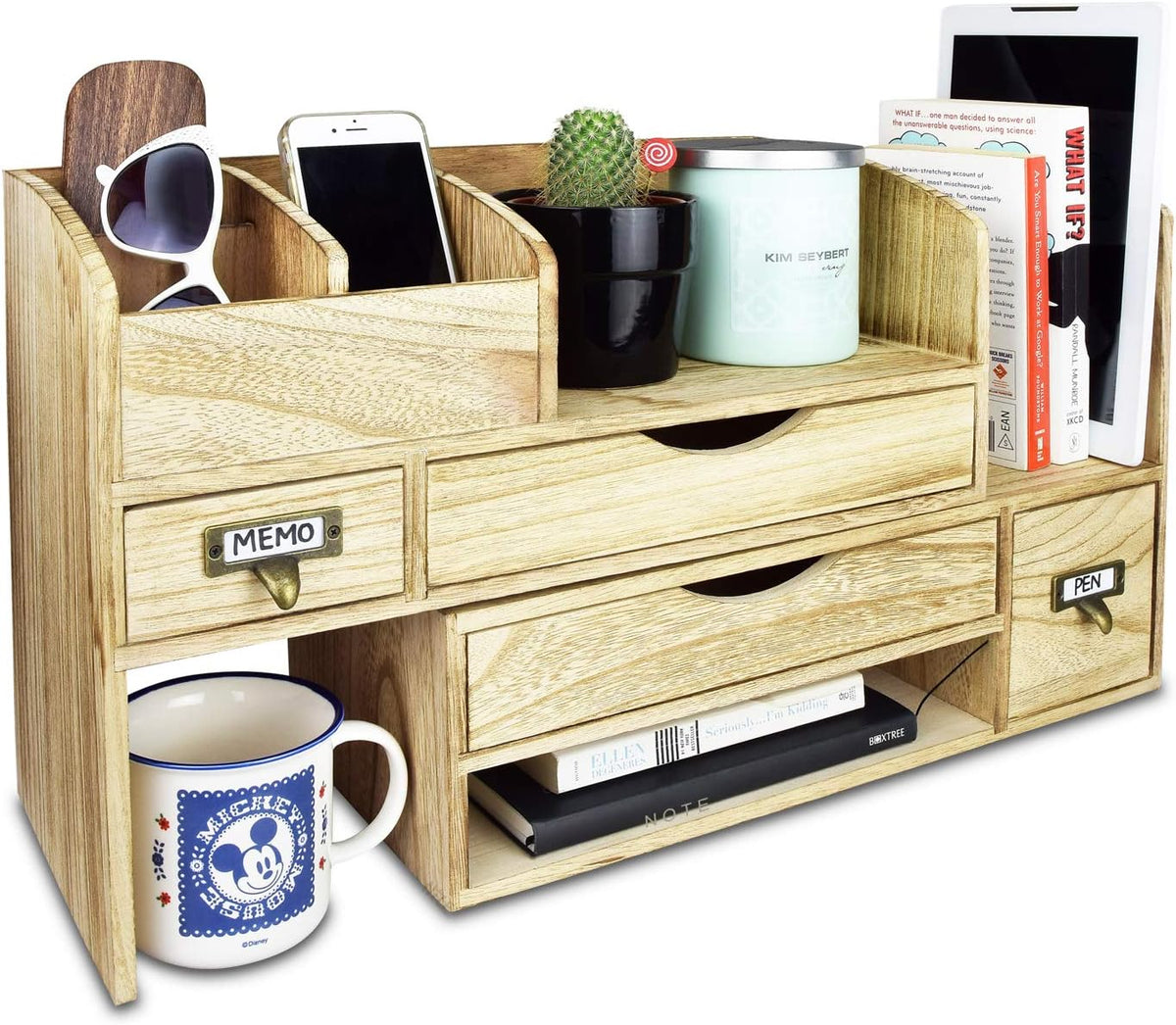 Ikee Design Large Extendable Wooden Desktop Organizer For Office Supplies