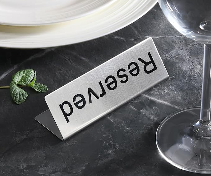 New Star Foodservice Stainless Steel Table Tent Sign, 4 x 1.5-Inch) - Image 5