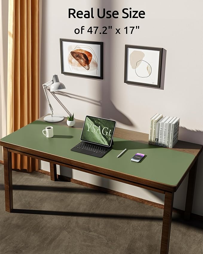 YSAGi Leather Desk Protector, Office Mat, Large Mouse Mat, Non-Slip PU Leather - Image 2
