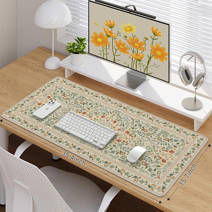 iCasso Desk Mat for Keyboard and Mouse, Large Mouse Pad, Desk Pad Mat, - Image 2