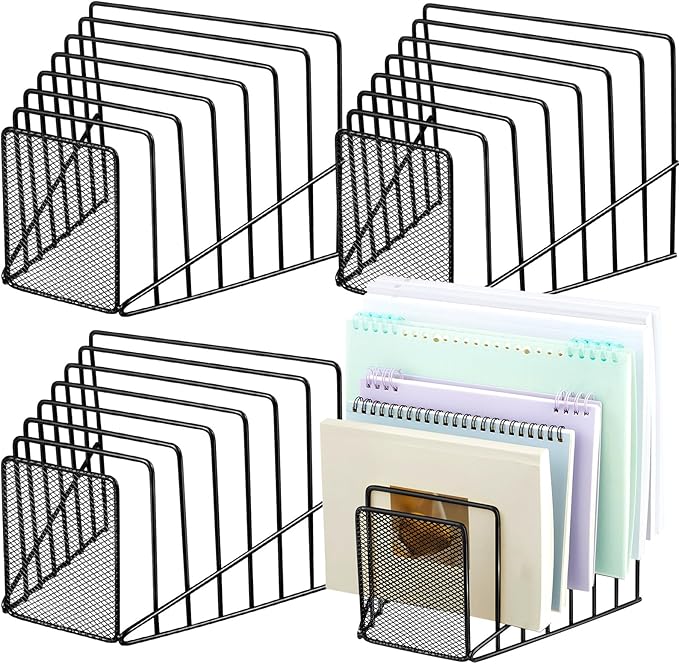 4 Pcs 7 Section Incline File Sorter Metal Wire Mesh File Rack by Chivertion