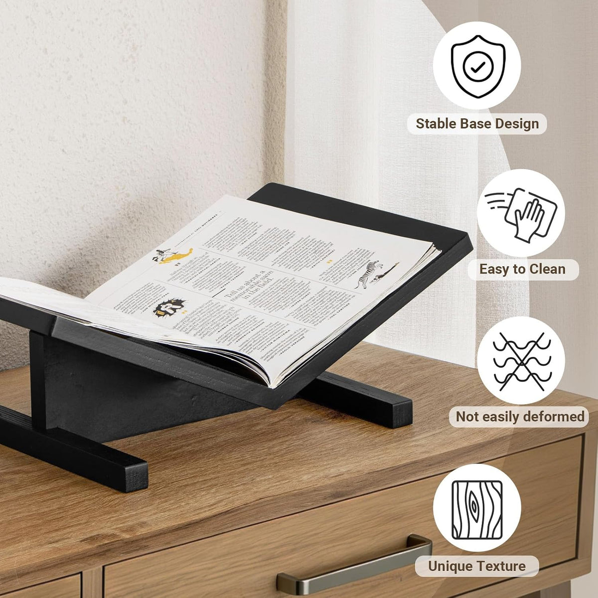 PUERSI Open Display Stand, Wooden Large Book Holder, Coffee Table Stand