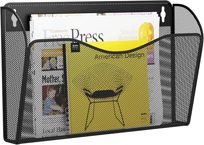 GDINDINFAN Single Pocket Wall File Holder, Mesh Hanging File Folder Paper by GDINDINFAN