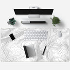 Mechanical Cattle Desk Mat Large Gaming White Mouse Pad Minimalist Topographic - Image 3