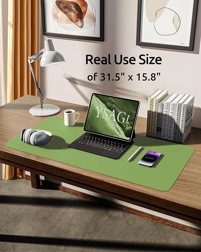 YSAGi Leather Desk Protector, Office Mat, Large Mouse Mat, Non-Slip PU Leather - Image 5