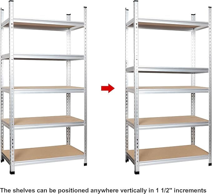 Amazon Basics 5 tier, Medium Duty Storage Shelving Double Post Press Board Shelf - Image 2