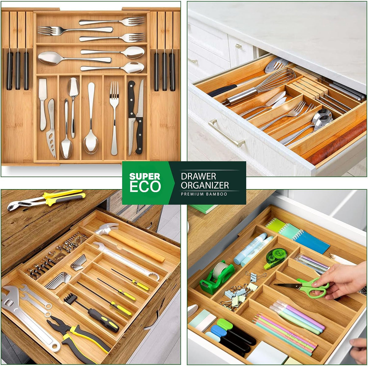 Bamboo Kitchen Drawer Organizer - Bamboo Expandable Drawer Organizer Utensil ...