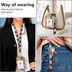 bolimoss Black Cat Flower Lanyard Wallet, Pu Leather Women Zid ID Case - Image 2