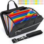 SEEKIND PU Leather Accordian File Organizer 26 Pockets, Expanding File Folder