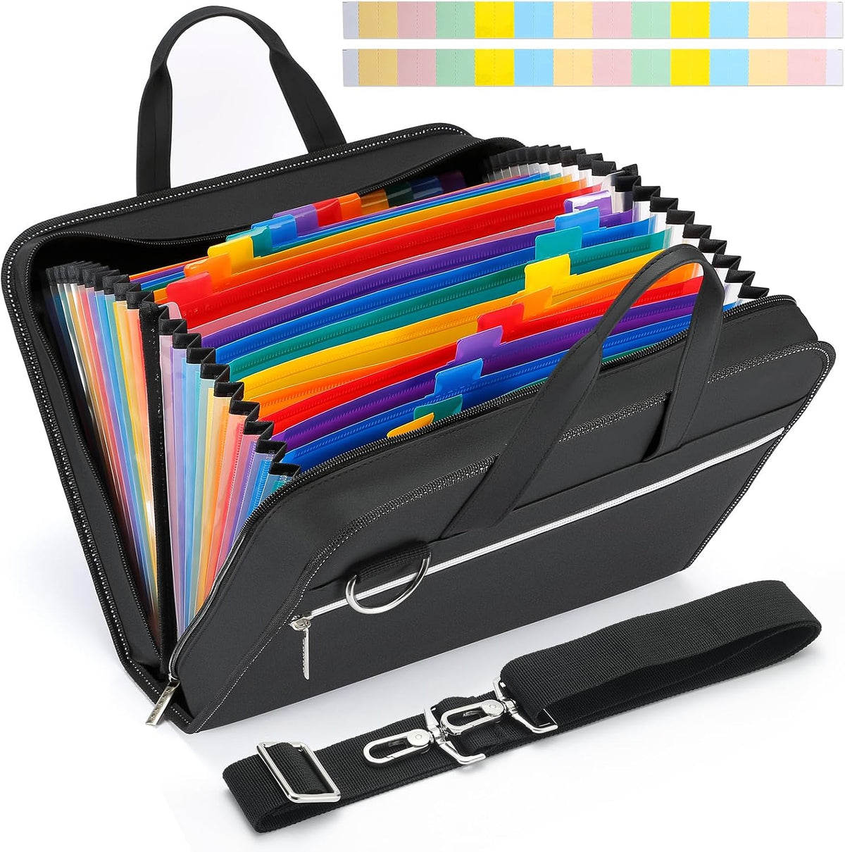 SEEKIND PU Leather Accordian File Organizer 26 Pockets, Expanding File Folder