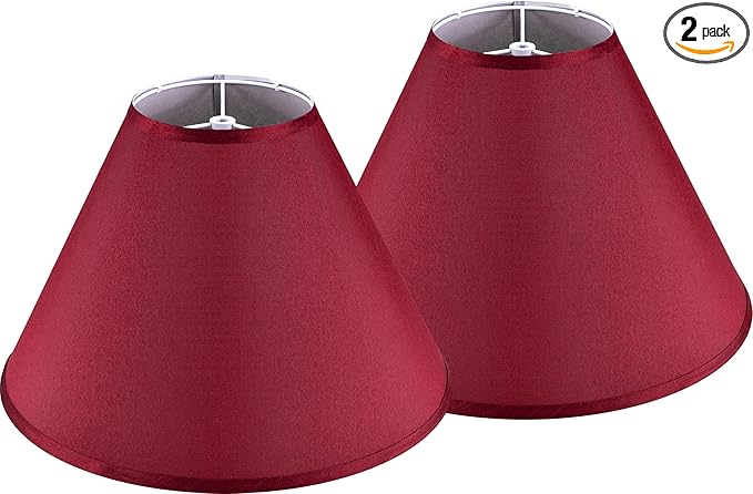 GO&SO 2Pcs Large Lamp Shades Burgundy Fabric Lampshade, 6.5" Top x 16.3" Bottom by GOSO