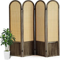 Asnefeli 4 Panel Room Divider Wall, Folding Privacy Screen, Foldable Wood by AsNefeli