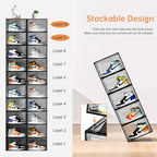 Amllas New Gray 8 Pack Shoe Boxes Stackable, Large Shoe Storage Organizer - Image 9