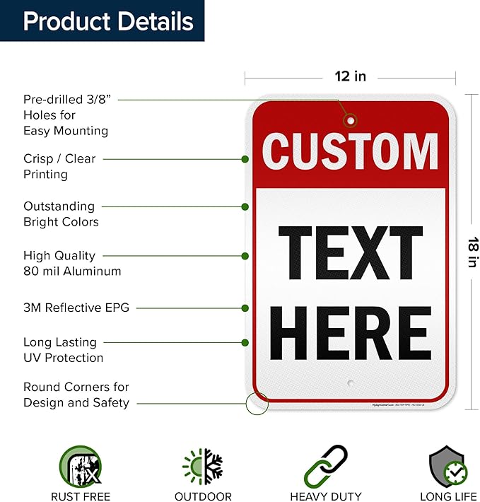 Custom Sign, Custom Sign for Business, Indoor/Outdoor use. 12x18 Inches - Image 6