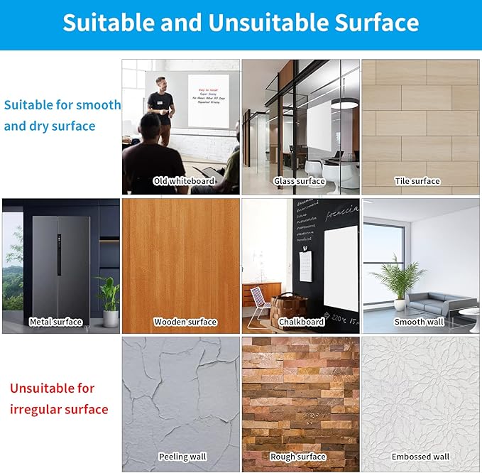 AFMAT Whiteboard Sticker, 17.3" x 36" Dry Erase Wallpaper, Peel and Stick White - Image 7