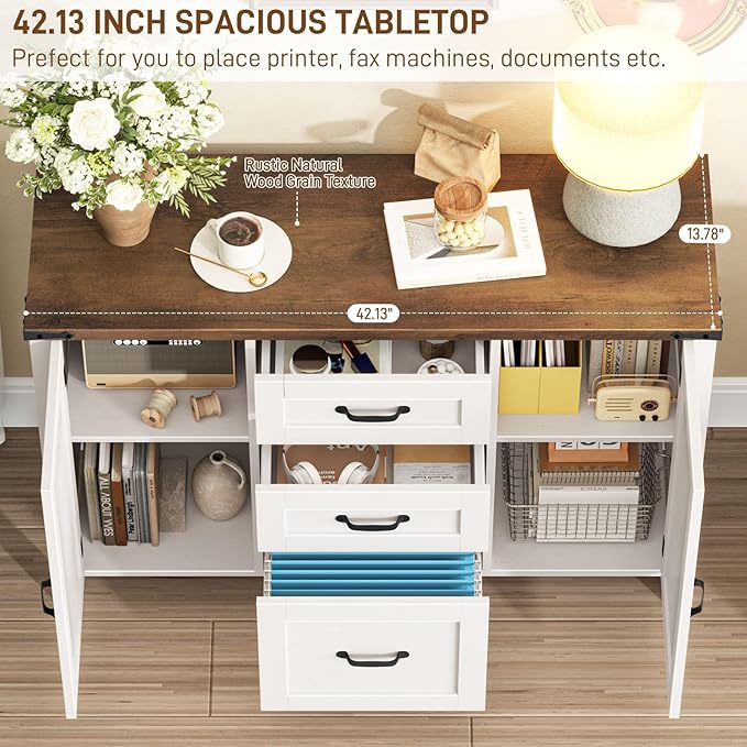 Vabches File Cabinet with 3 Drawers, Farmhouse Lateral File Cabinet Fits Files - Image 5