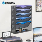 Gawerk 6 Tier Hanging File Organizer, Mesh Wall File Holder Paper Folder Rack - Image 6