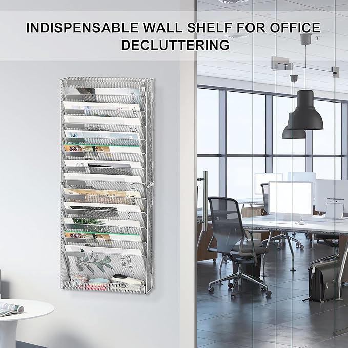 EasyPAG Wall File Holder 14 Tier Mesh Hanging Folder Organizer - Image 5