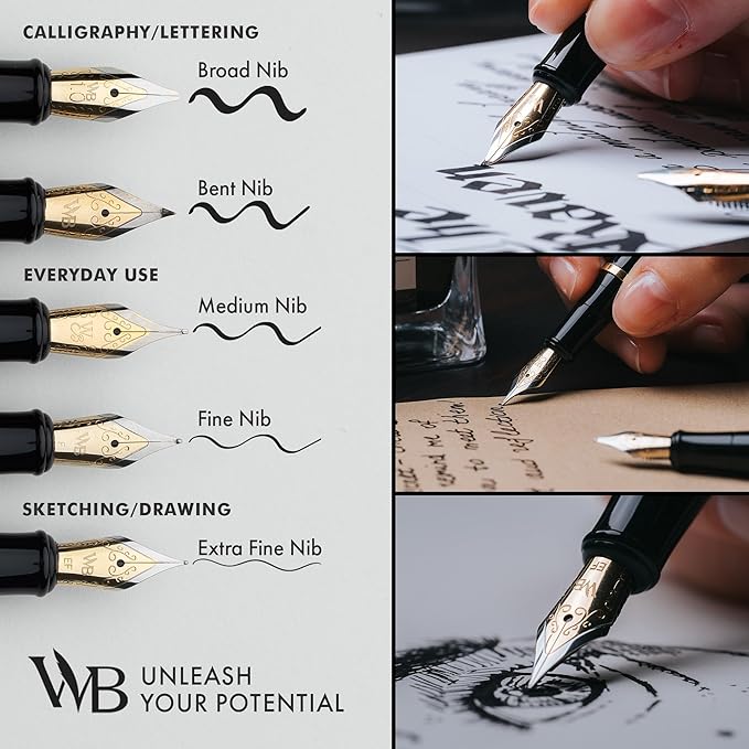Wordsworth & Black Fountain Pen Set, 18K Gilded Fine Nib, Includes 24 Pack Ink - Image 5