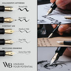 Wordsworth & Black Fountain Pen Set, 18K Gilded Medium Nib, Includes 24 Pack - Image 4