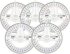 360° Protractor Pack of 5 Protactors Plastic Protractor Math Protractors Clear by LYHLYA