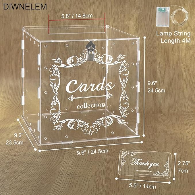 DIWNELEM Acrylic Wedding Card Box - Image 2