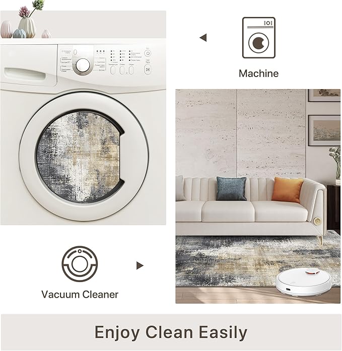 GENIMO Washable Area Rugs for Living Room, 8x10 Modern Non Slip Rugs, Low Pile - Image 5