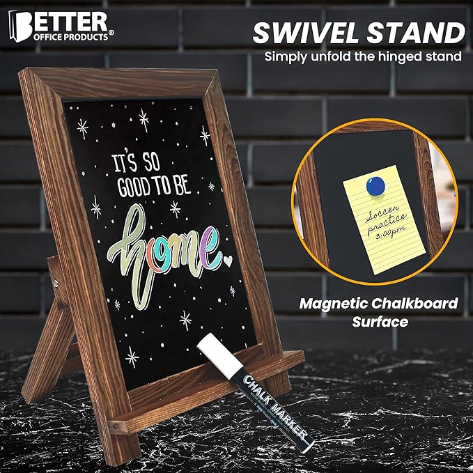 Better Office Products Framed Tabletop Chalkboard Sign, 9.5" x 14", Rustic Wood - Image 7